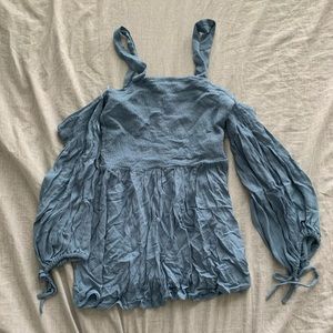 Charming Charlie Blue Off-the-Shoulder Blouse